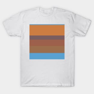 A fascinating harmony of Faded Blue, Dirt, Dark Taupe, Earth and Dull Orange stripes. T-Shirt